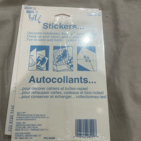 2 New vintage sticker packs Opus and Bill - 90s stickers stickers - Picture 2 of 4